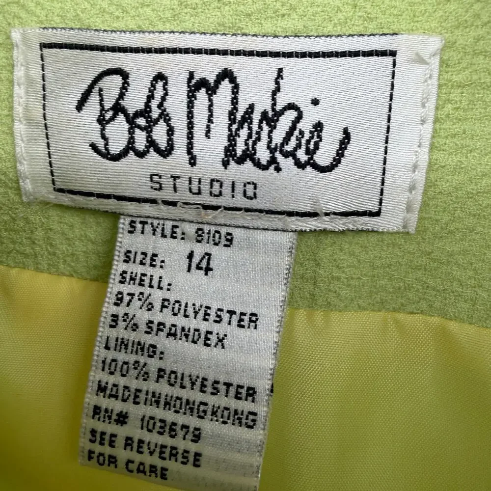 Vintage Bob Mackie Studio Lime Green PantSuit Retro Y2K Career Suit Size 14 (10)